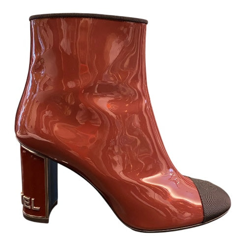 CHANEL Patent Leather Ankle Boots Size 40 C