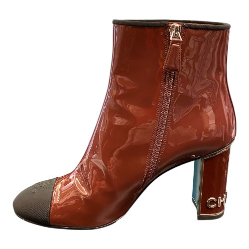 CHANEL Patent Leather Ankle Boots Size 40 C