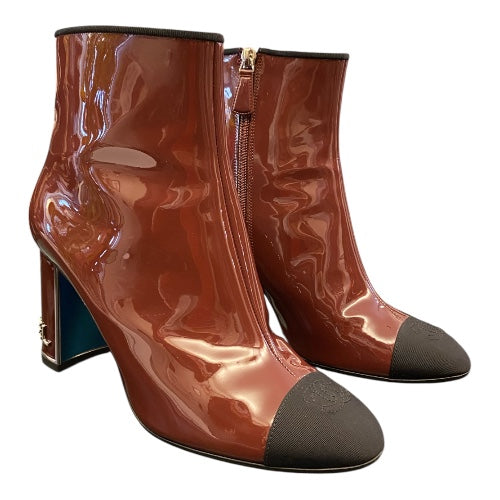 CHANEL Patent Leather Ankle Boots Size 40 C