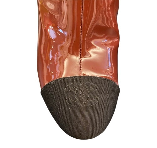 CHANEL Patent Leather Ankle Boots Size 40 C