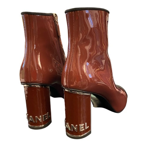 CHANEL Patent Leather Ankle Boots Size 40 C