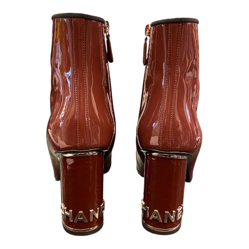 CHANEL Patent Leather Ankle Boots Size 40 C