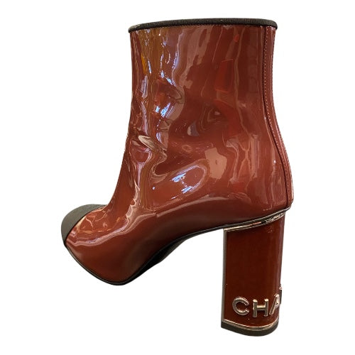 CHANEL Patent Leather Ankle Boots Size 40 C