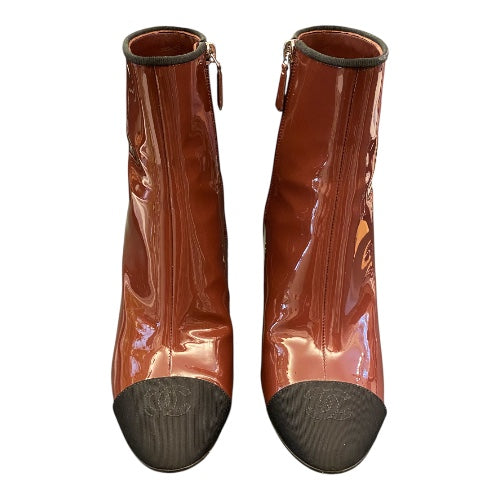 CHANEL Patent Leather Ankle Boots Size 40 C