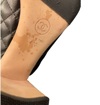 CHANEL Leather Mary Jane Heels Black Size 40 C