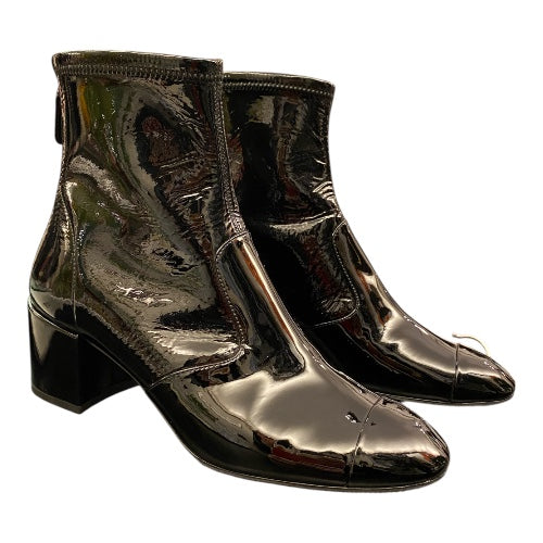CHANEL Patent Leather Ankle Boots Size 39,5 C