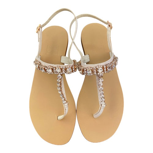 100% CAPRI Crystal Embellished T-Strap Sandals Size 40