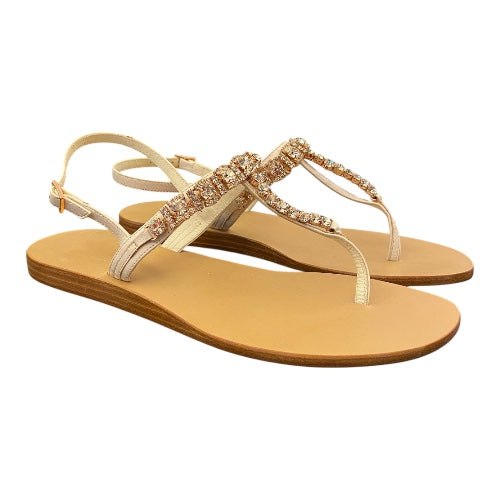 100% CAPRI Crystal Embellished T-Strap Sandals Size 40