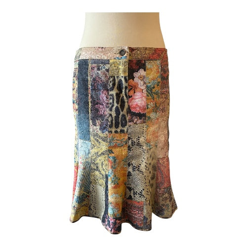 ROBERTO CAVALLI Patchwork Cotton Skirt Size M