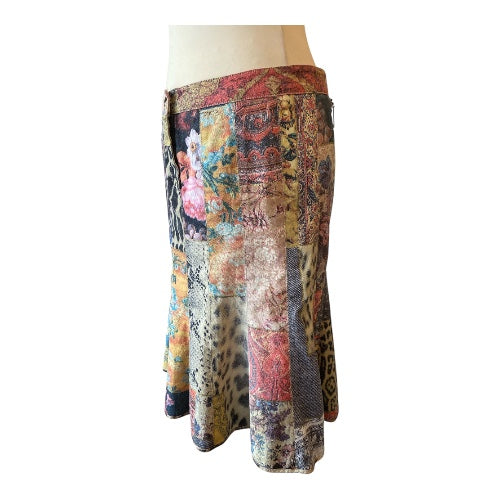 ROBERTO CAVALLI Patchwork Cotton Skirt Size M