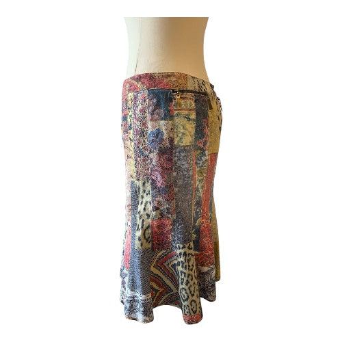 ROBERTO CAVALLI Patchwork Cotton Skirt Size M