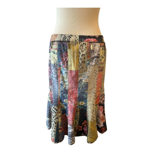 ROBERTO CAVALLI Patchwork Cotton Skirt Size M