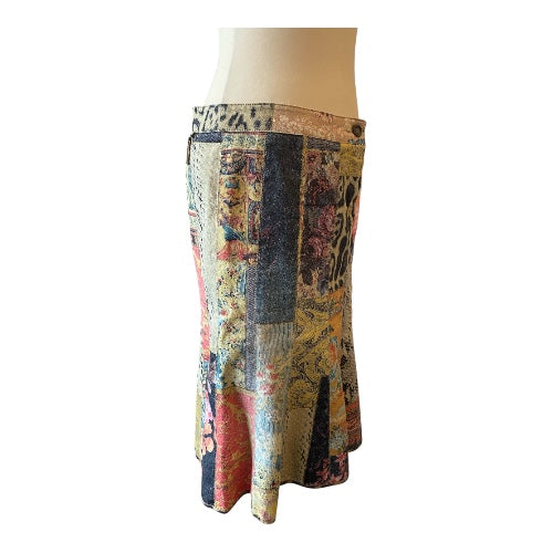ROBERTO CAVALLI Patchwork Cotton Skirt Size M