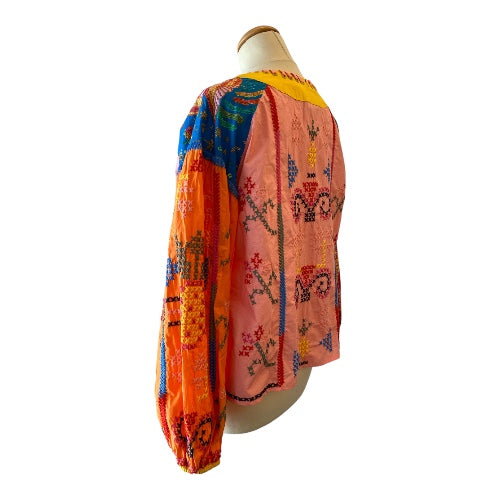 FARM Rio Color Block Embroidered Blouse Size S