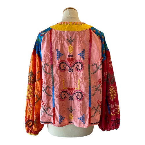 FARM Rio Color Block Embroidered Blouse Size S