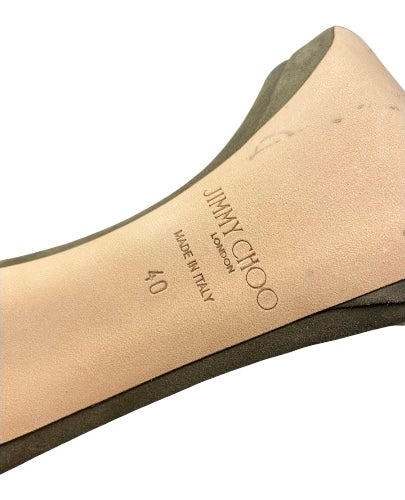 JIMMY CHOO Misty 120 Suede Sandals in Green Size 40