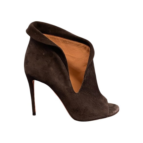 AQUAZZURA Black Suede Viola Ankle Boots Size 39,5