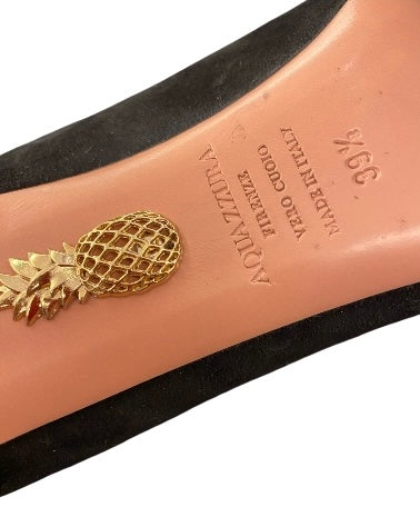 AQUAZZURA Black Suede Viola Ankle Boots Size 39,5