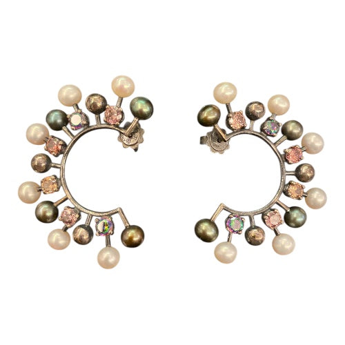 BOTTEGA VENETA Silver, Crystals and Pearls Earrings