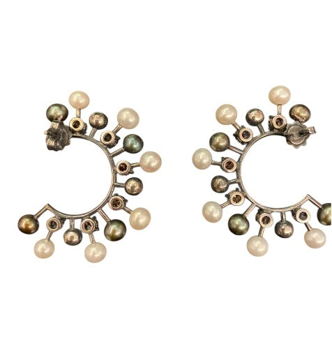 BOTTEGA VENETA Silver, Crystals and Pearls Earrings