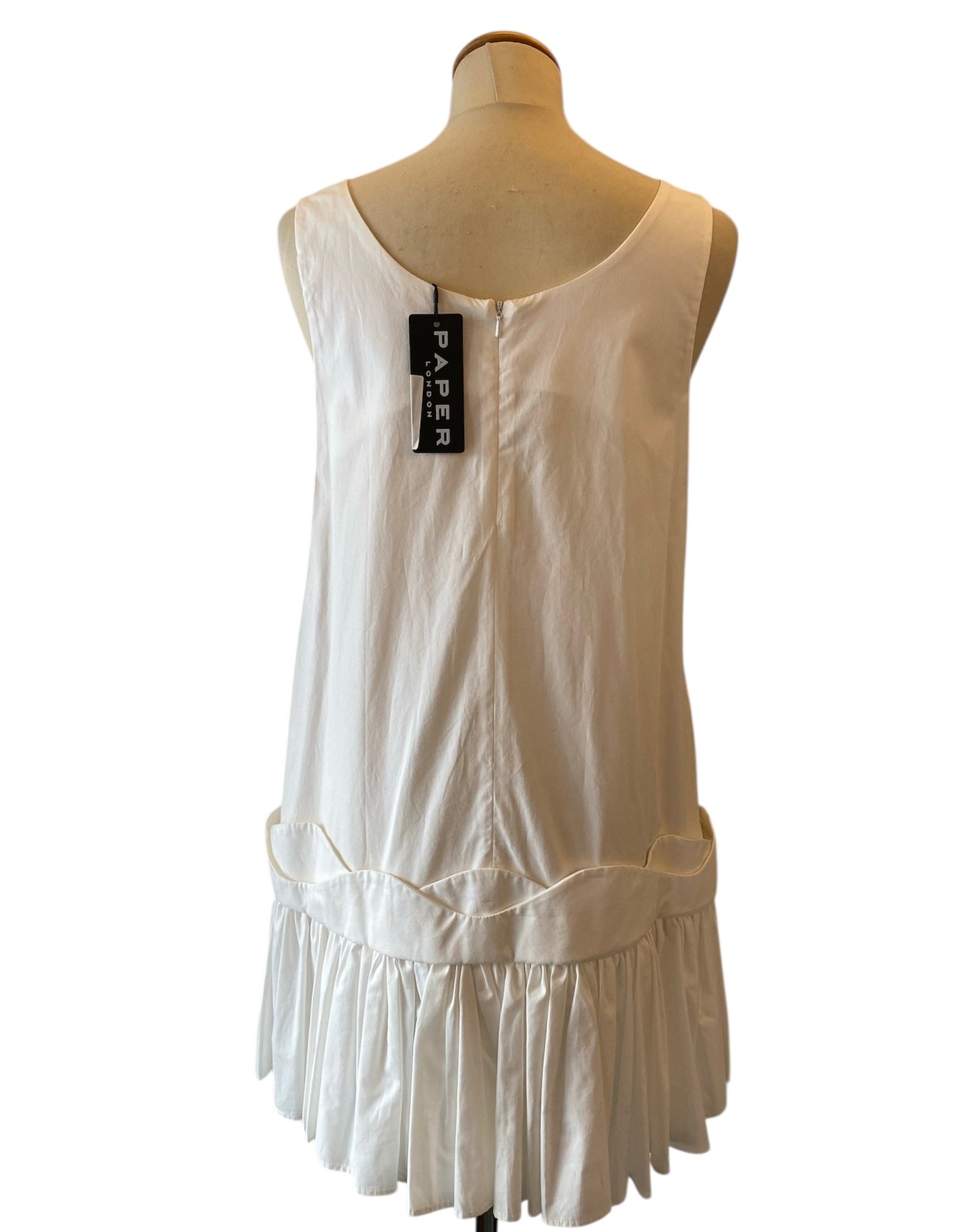 PAPER LONDON Wave Dress in White Cotton Size 8