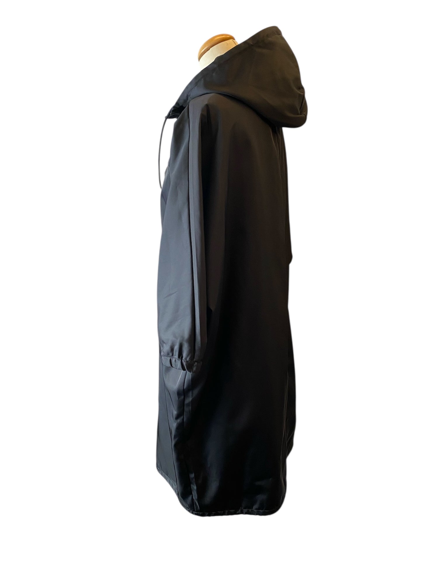 PRADA Re-Nylon Hooded Parka Coat Black Size 38