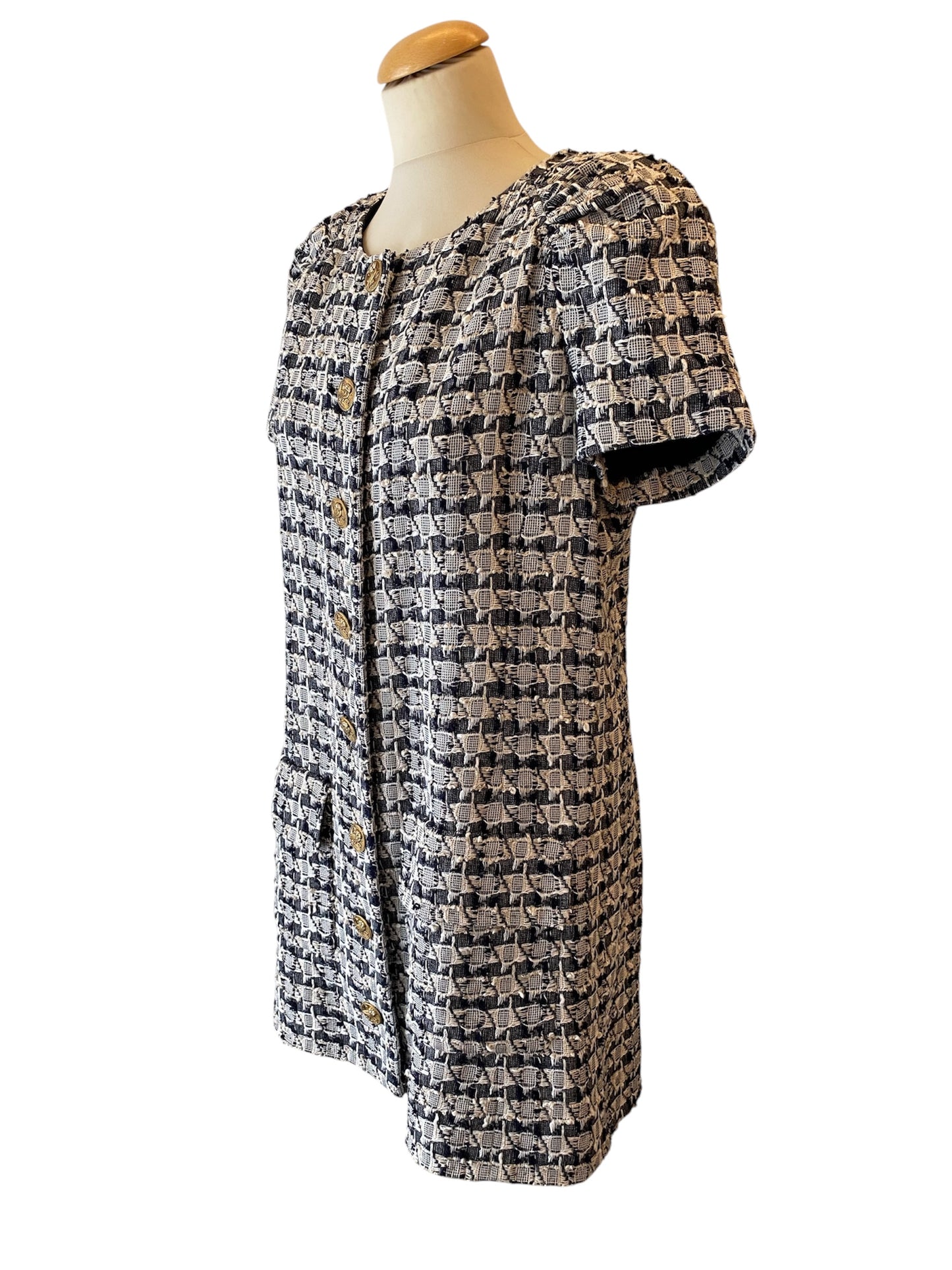 CHANEL Tweed Button-Up Dress Size Fr 42