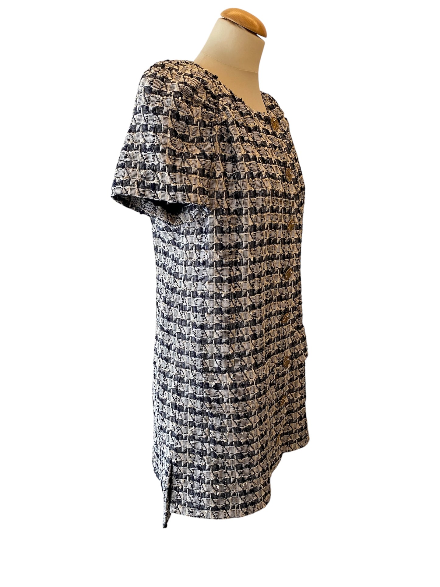 CHANEL Tweed Button-Up Dress Size Fr 42