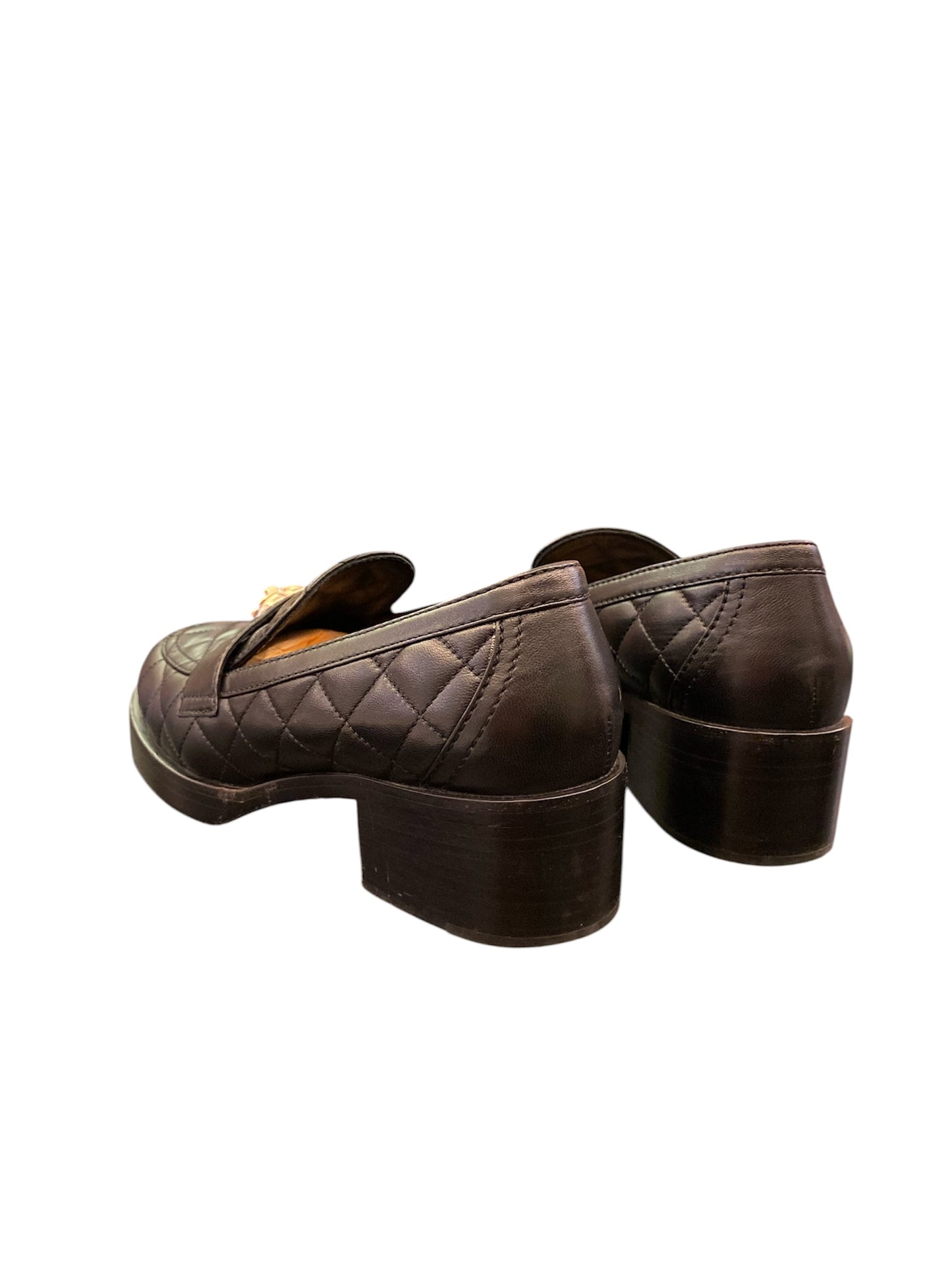 CHANEL Black Quilted Lambskin CC Heart Loafers Size 38