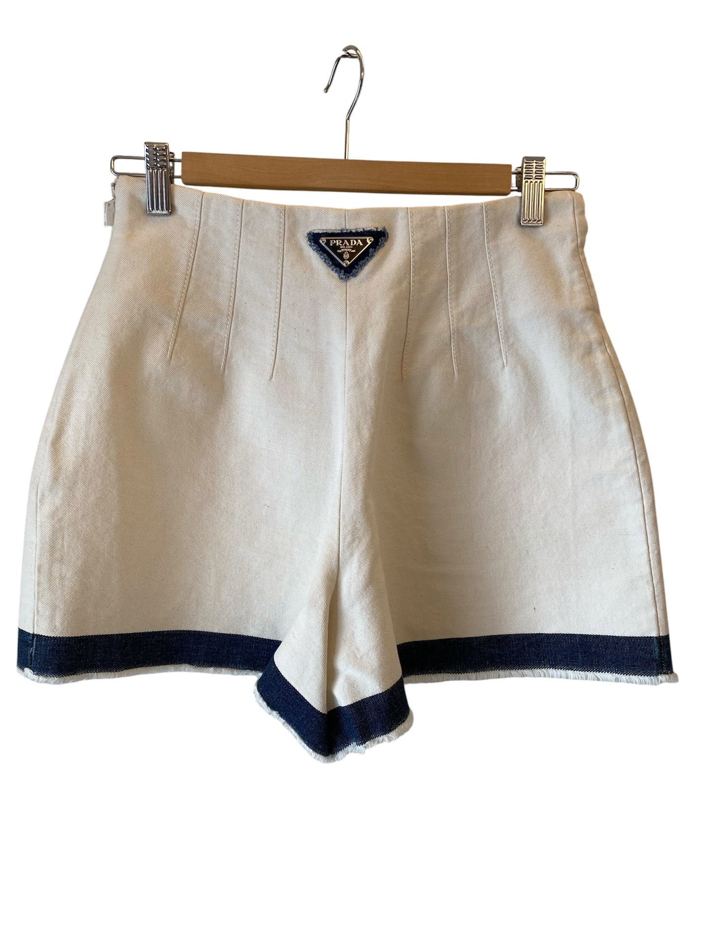 PRADA White Denim Cotton Shorts Size It 40