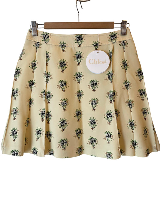 CHLOE Floral Print Mini Skirt Soft Powder Size 36