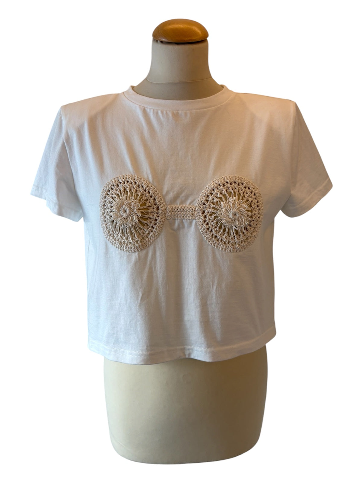 MAGDA BUTRYM Crochet Cotton T-Shirt Size 36