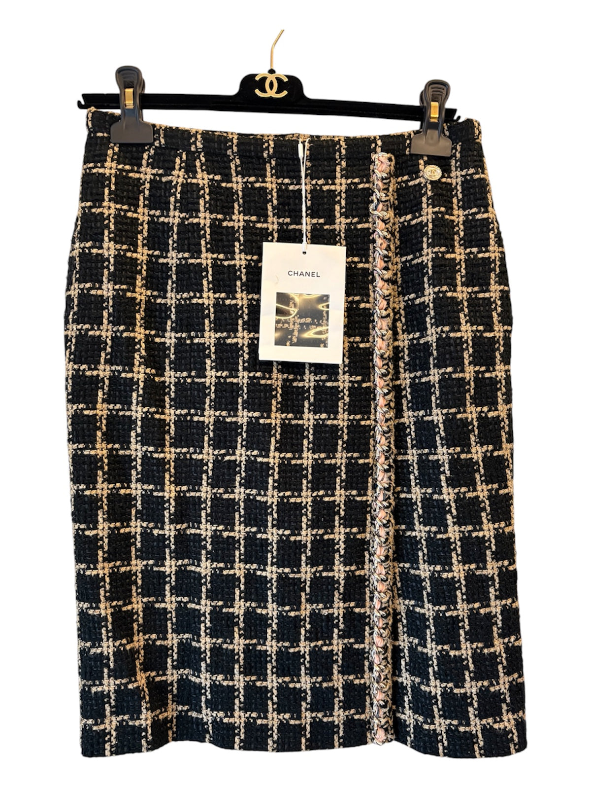 CHANEL Runway 21S Black & Beige Skirt Suit Size Fr 38