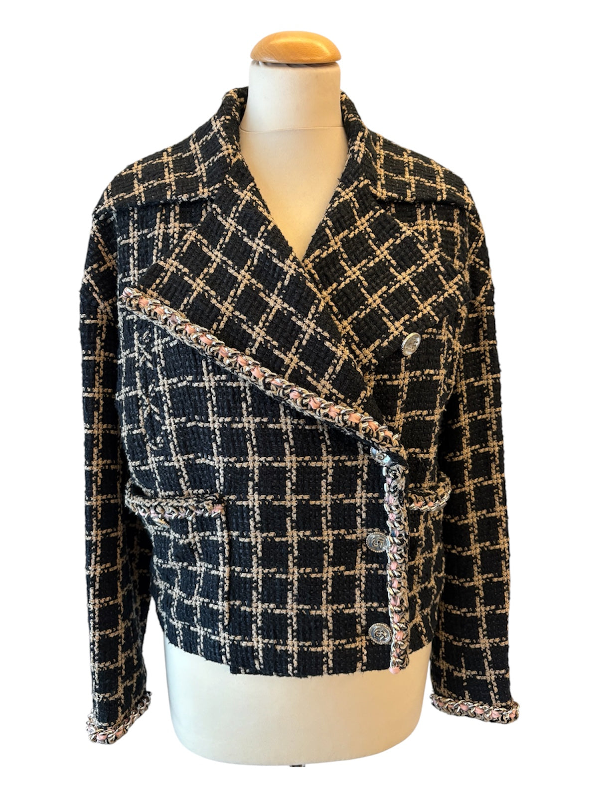 CHANEL Runway 21S Black & Beige Skirt Suit Size Fr 38