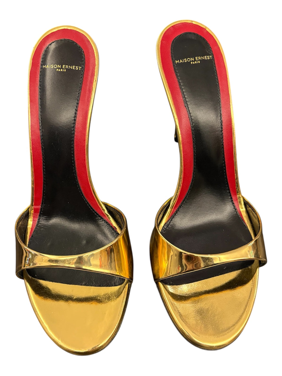 MAISON ERNEST Gold Patent Goatskin Sandals Size 39