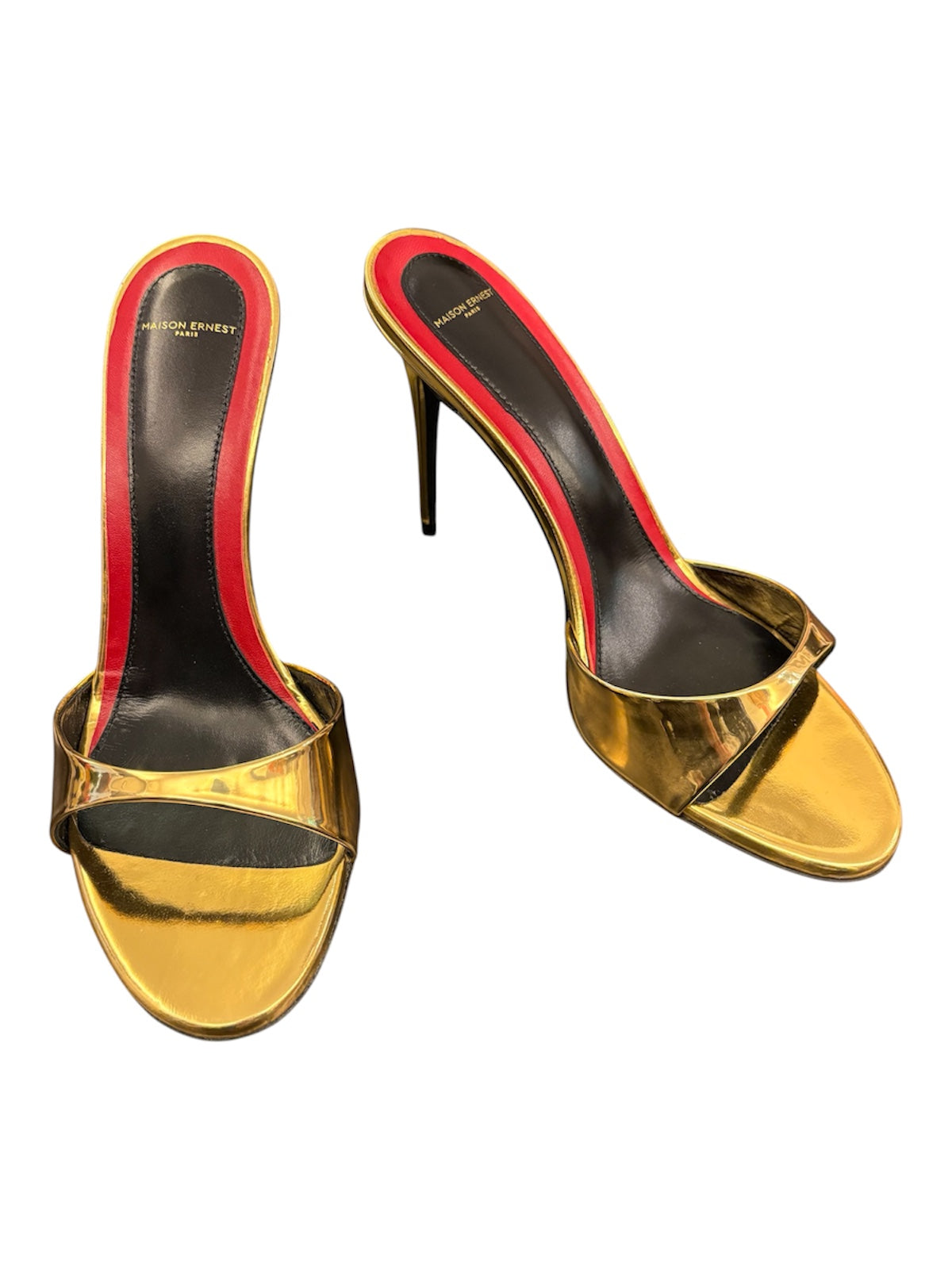 MAISON ERNEST Gold Patent Goatskin Sandals Size 39