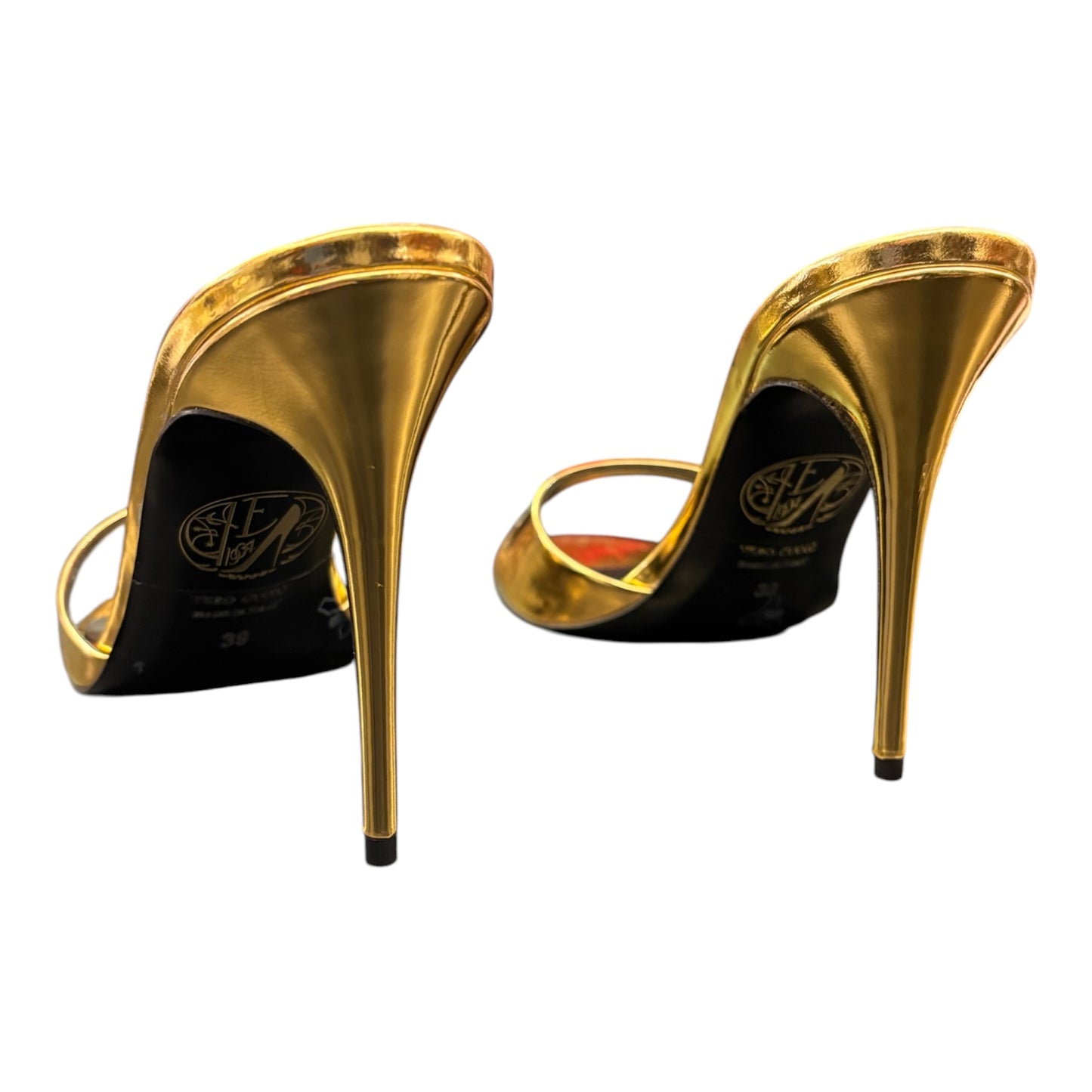 MAISON ERNEST Gold Patent Goatskin Sandals Size 39
