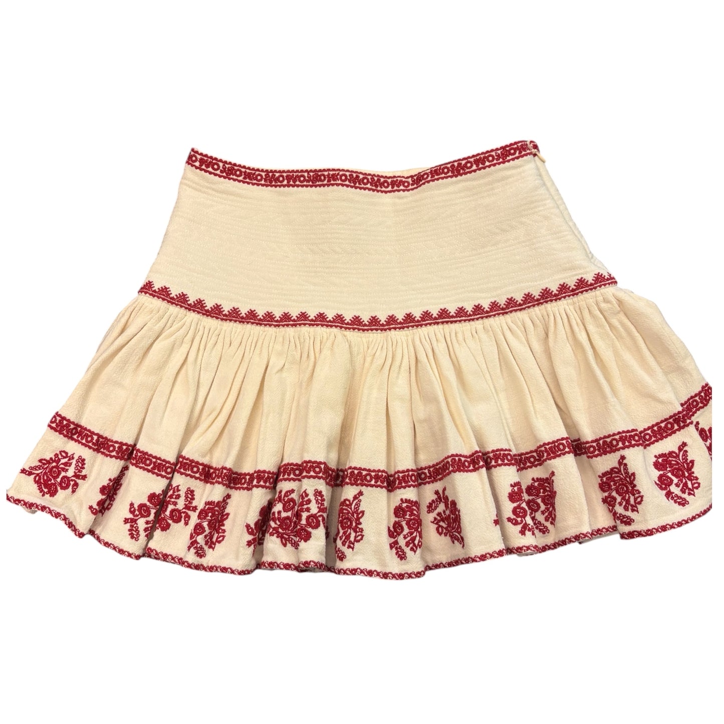 ISABEL MARANT ÉTOILE Embroidered Cotton Mini Skirt in Cream Size 36