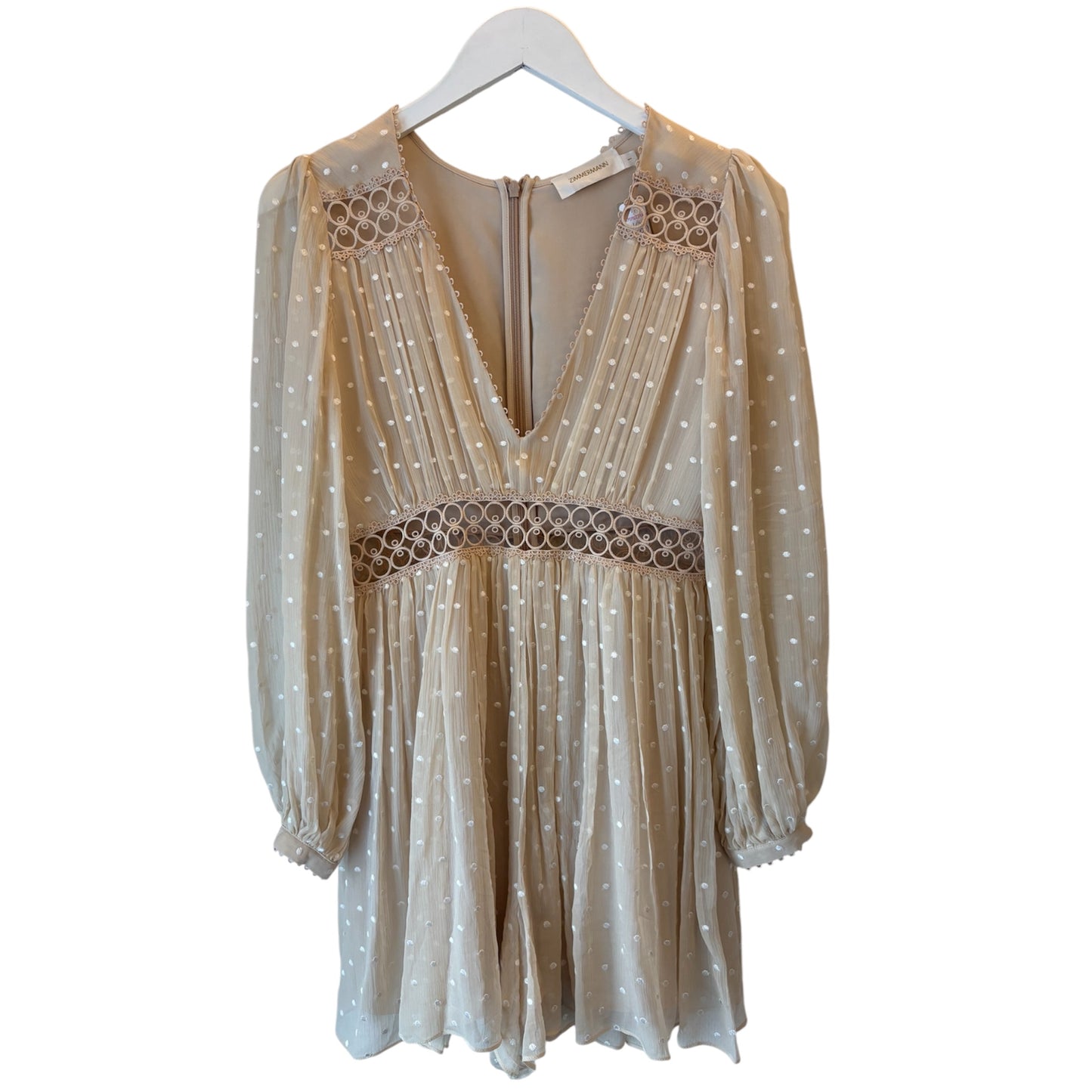 ZIMMERMANN Swiss-Dot Silk Playsuit Beige Size 1/S