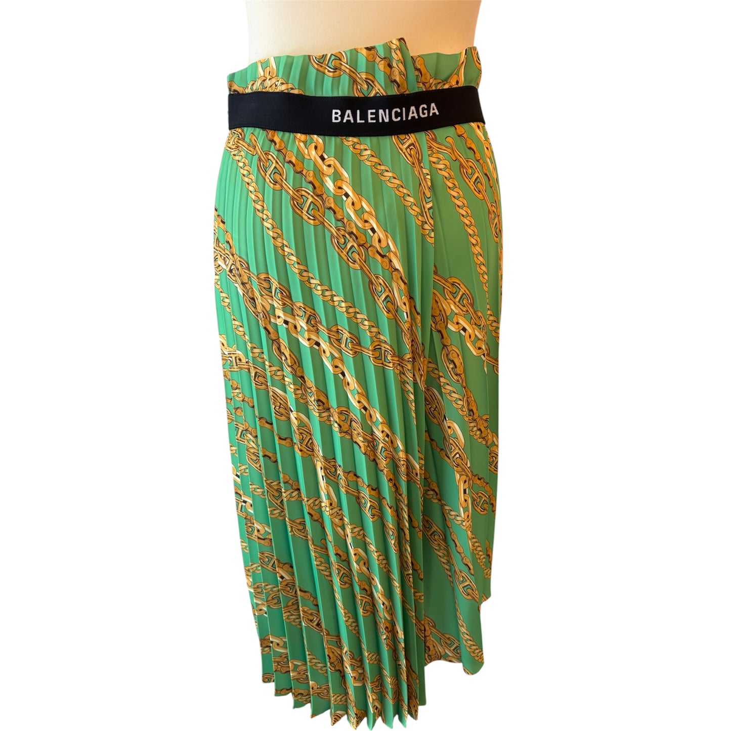 BALENCIAGA Asymmetric Pleated Printed Crepe Skirt Size IT 40
