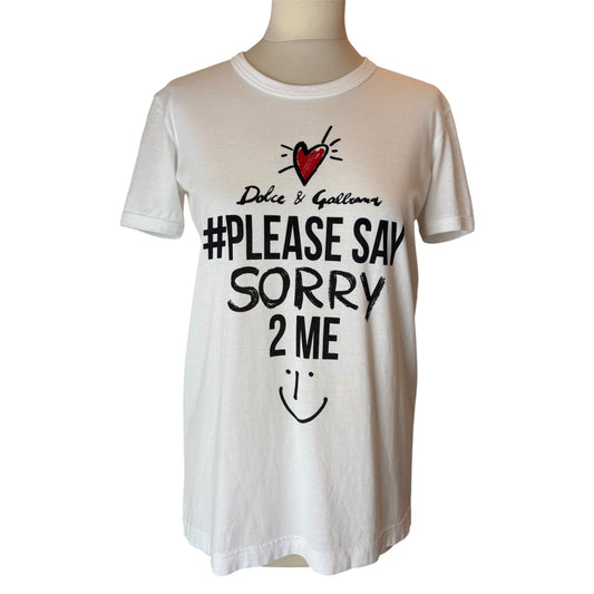 DOLCE & GABBANA T-shirt “#PLEASE SAY SORRY 2 ME” Size S