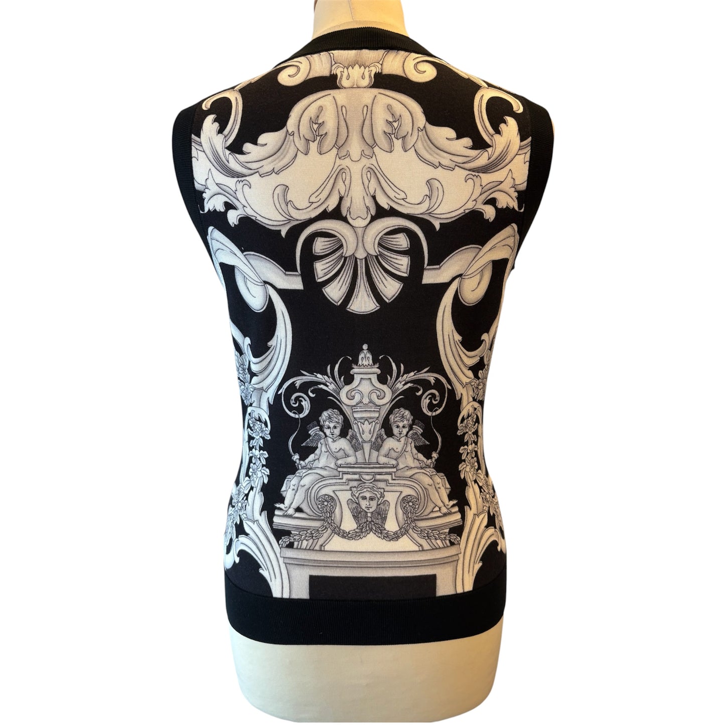 VERSACE Silk Sweater Vest In Baroque Print Size IT 40