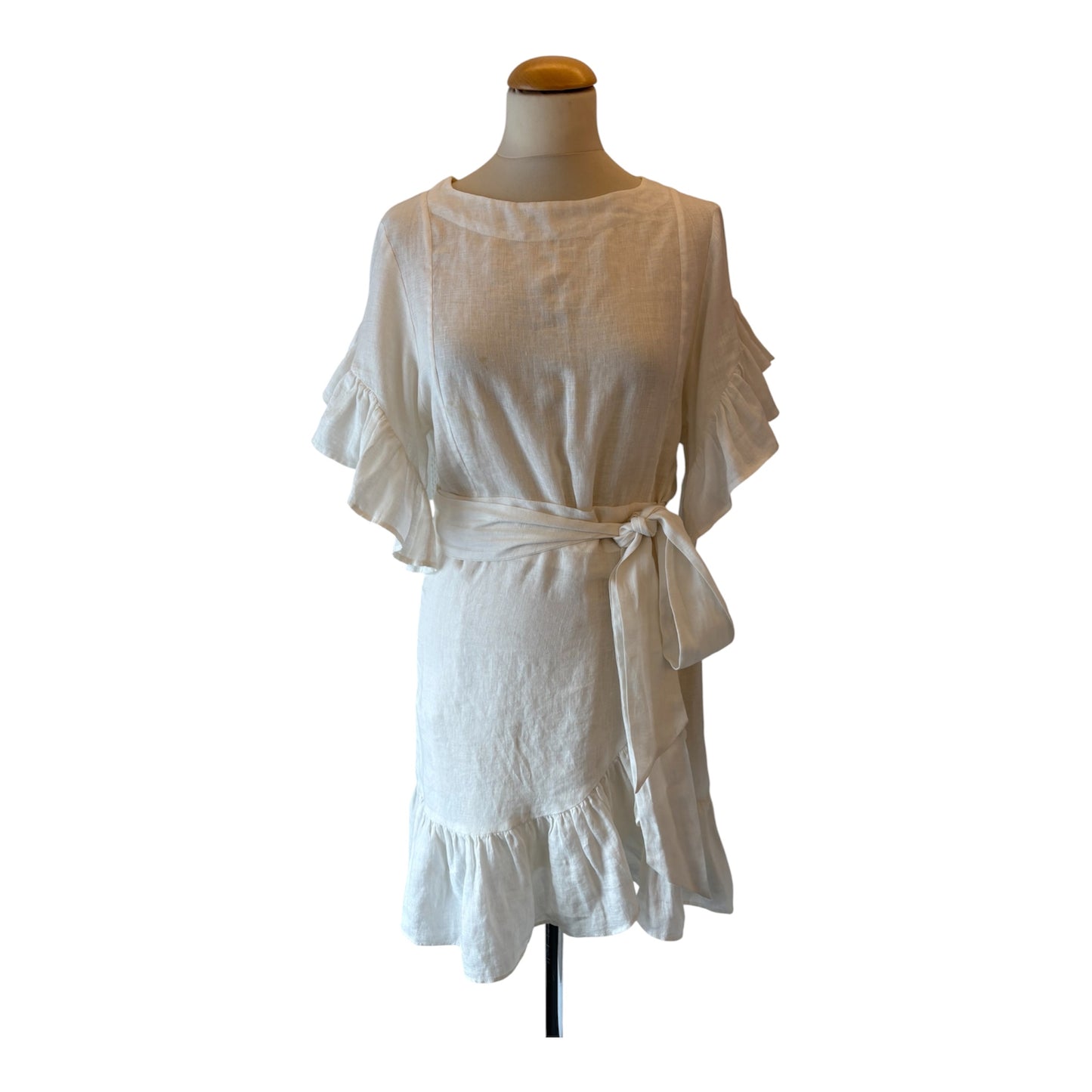 ISABEL MARANT ÉTOILE Linen White Belted Dress Size 38