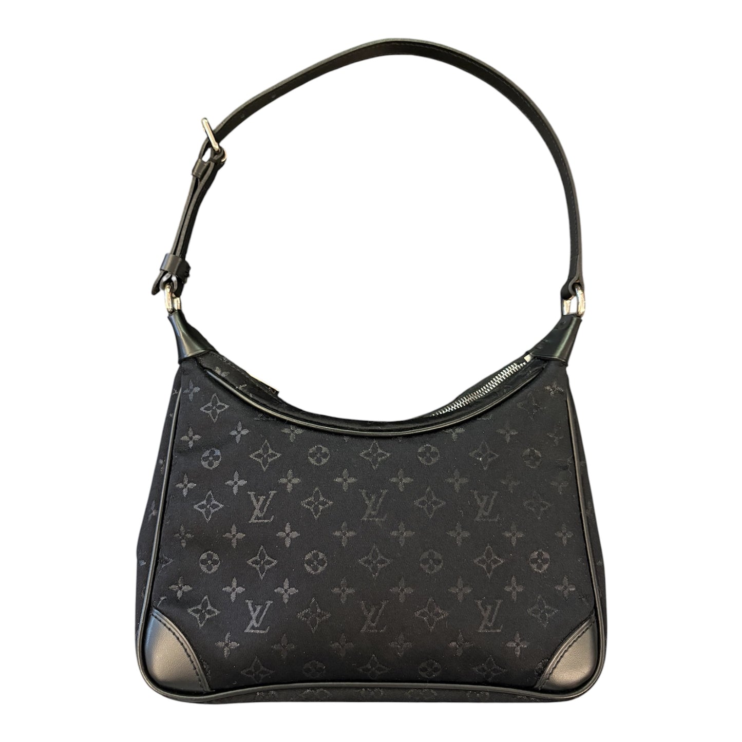 LOUIS VUITTON Mini Monogram Satin Boulogne Handbag Black