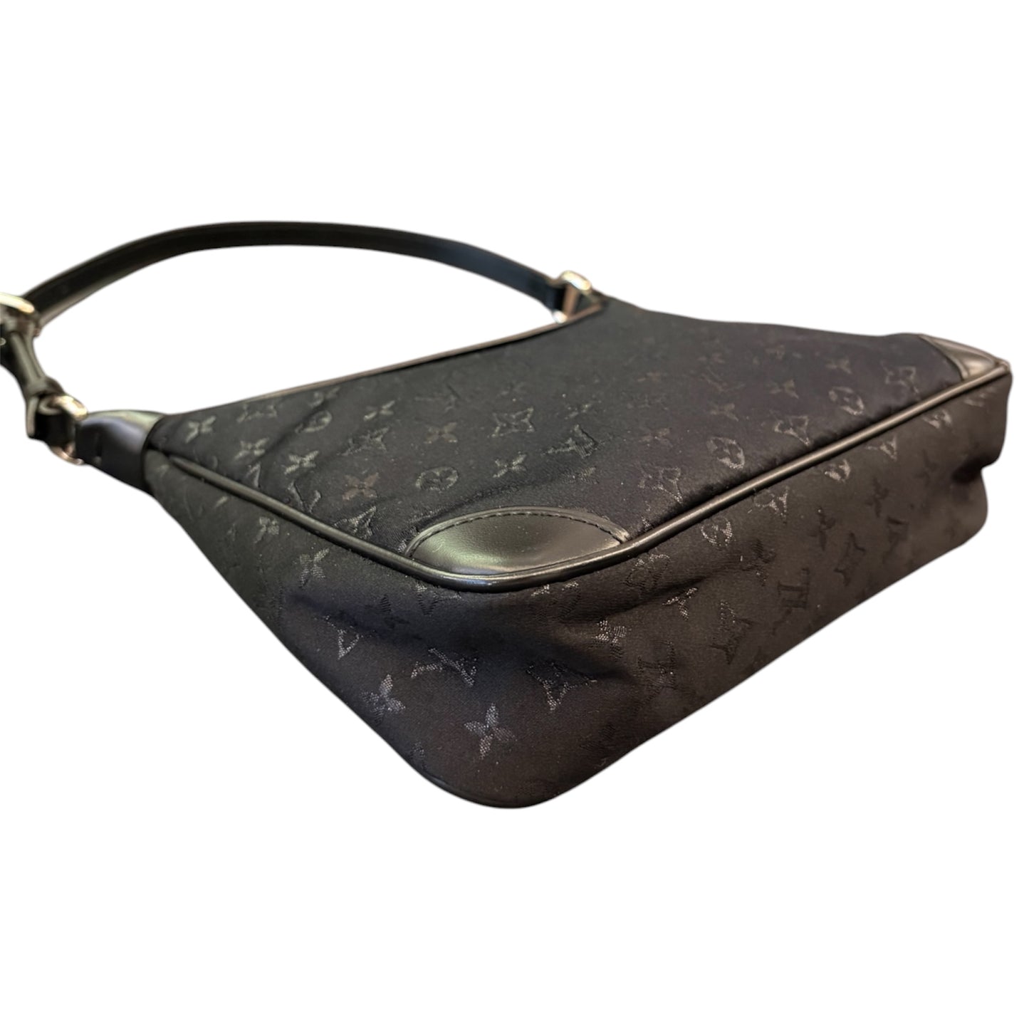 LOUIS VUITTON Mini Monogram Satin Boulogne Handbag Black