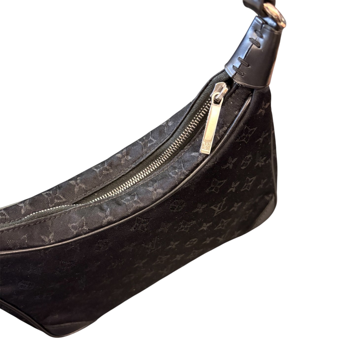 LOUIS VUITTON Mini Monogram Satin Boulogne Handbag Black
