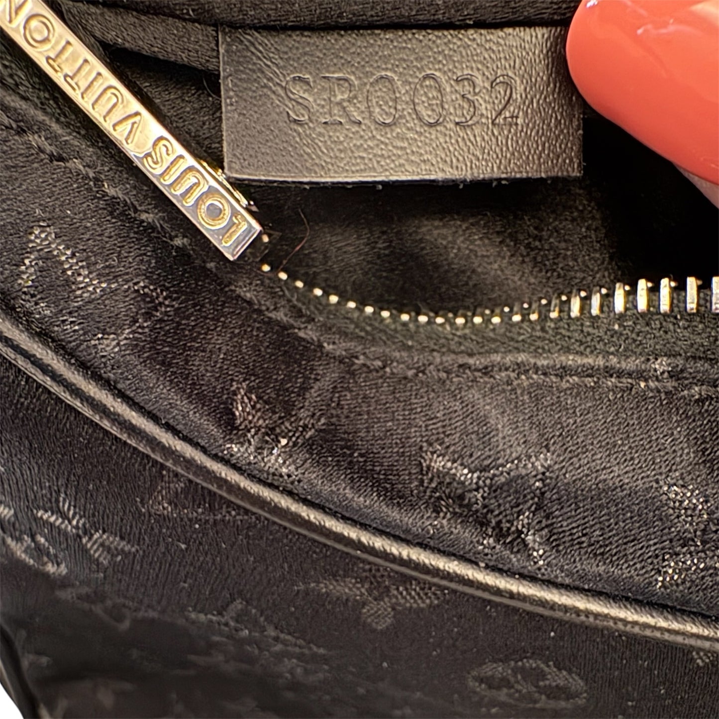 LOUIS VUITTON Mini Monogram Satin Boulogne Handbag Black