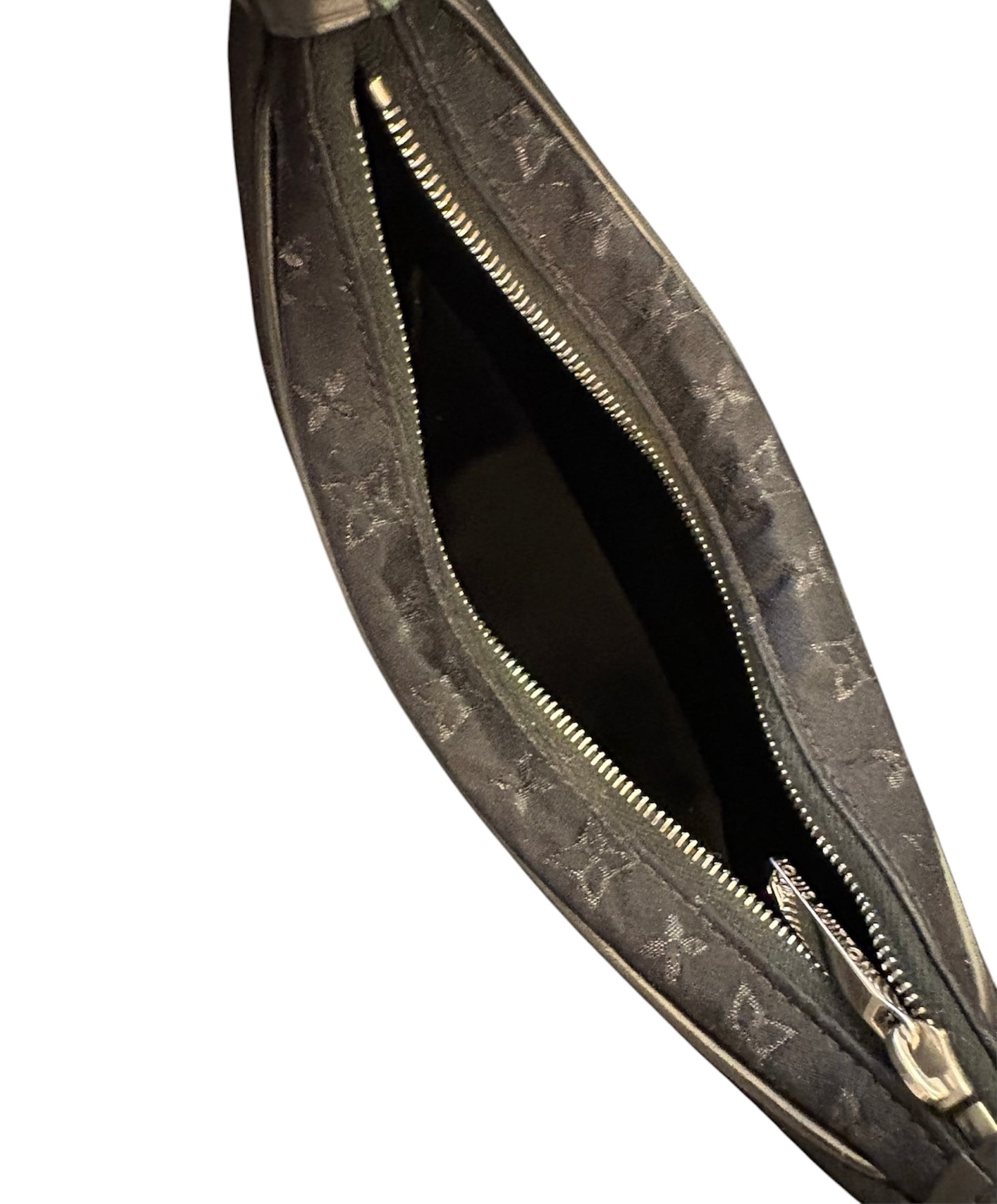 LOUIS VUITTON Mini Monogram Satin Boulogne Handbag Black