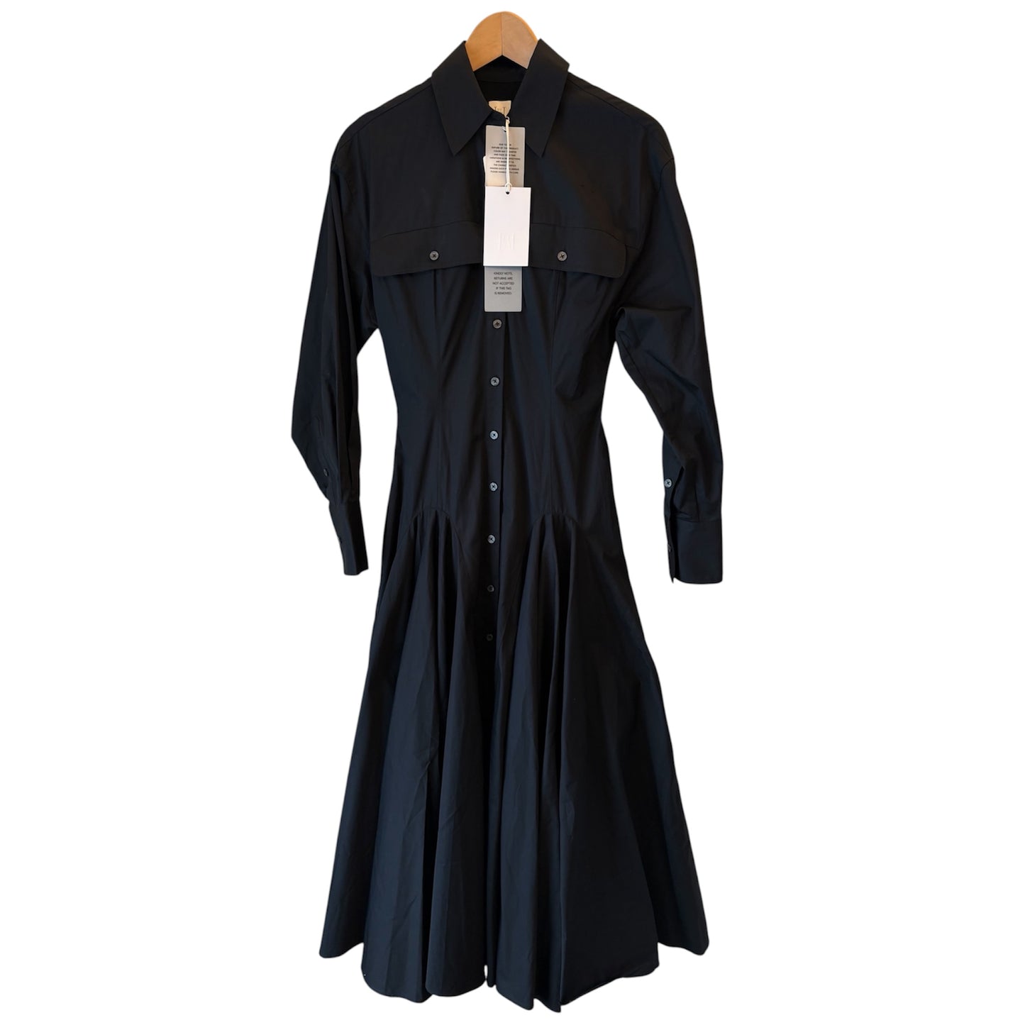 HELSA Godet Shirt Dress Black Size XS