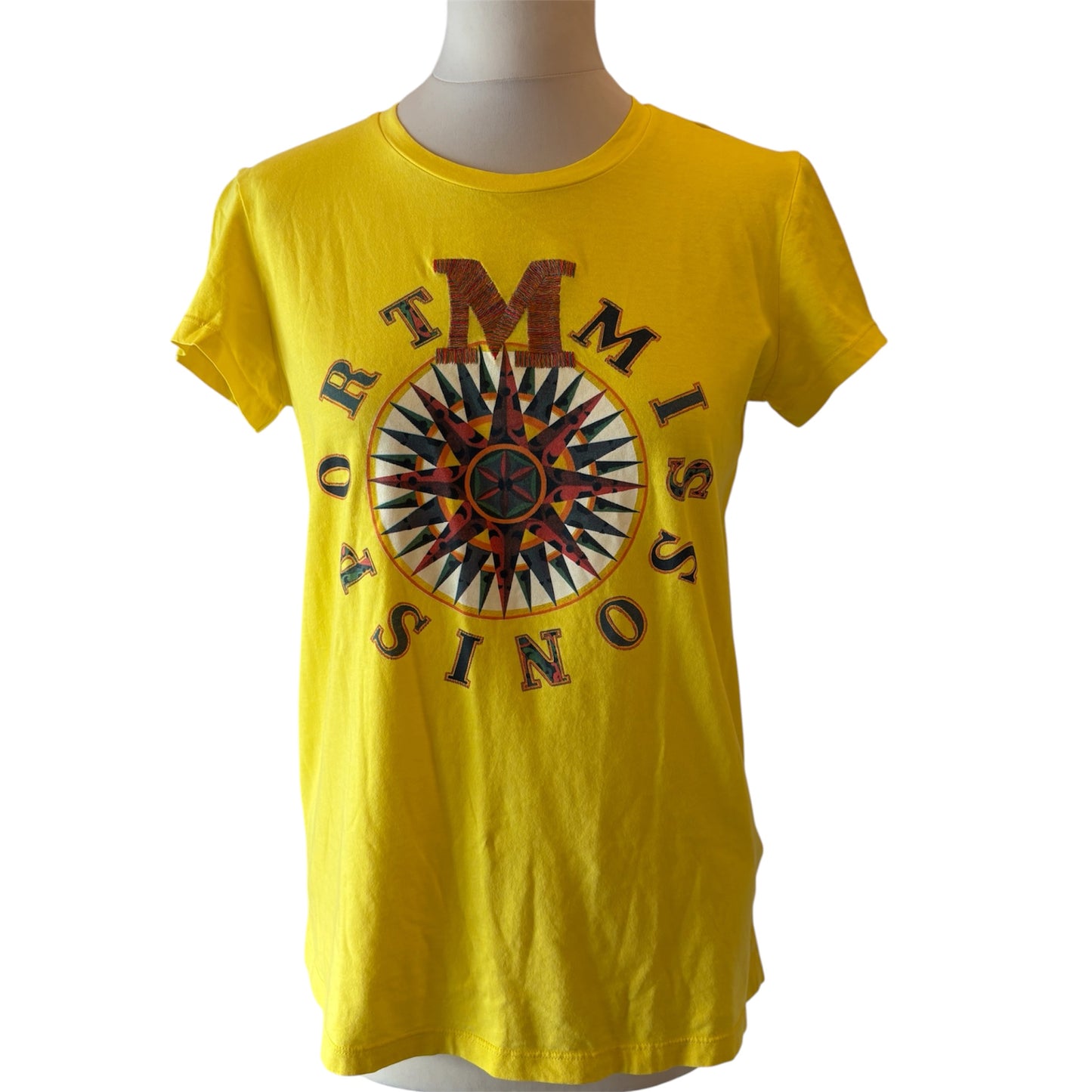 M MISSONI Sport Compass Logo Graphic T-Shirt- Yellow Size S